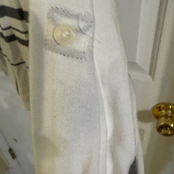 Lucky Brand Black White High Low Top Roll Tab Sleeve Blouse Boho Abstract Print - Picture 4 of 11